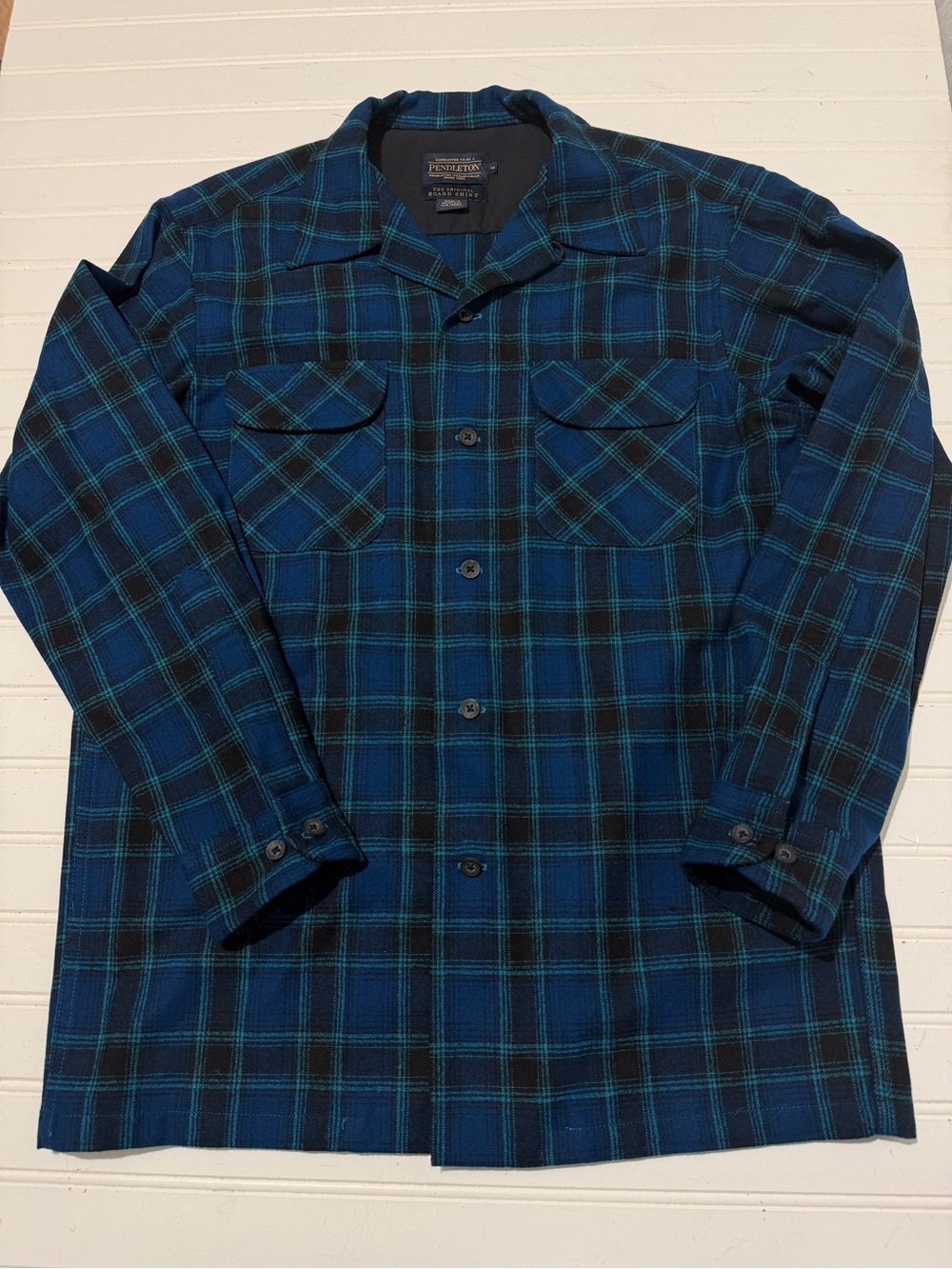 Pendleton The Original Board Shirt Mens Medium Blue Plaid 1966 Archive Wool